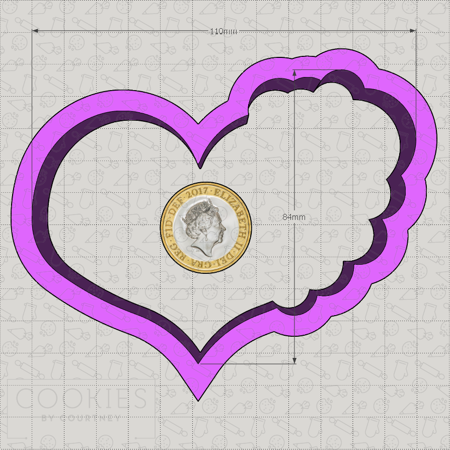 Chubby Heart with Flowers Cookie Cutter