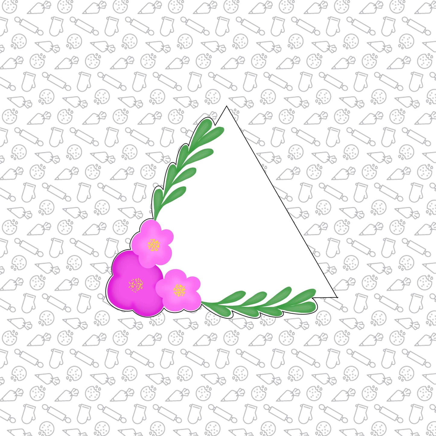 Triangle with Flowers and Leaves Cookie Cutter